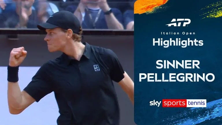 Highlights of the ATP Italian Open match between Jannik Sinner and Andrea Pellegrino.